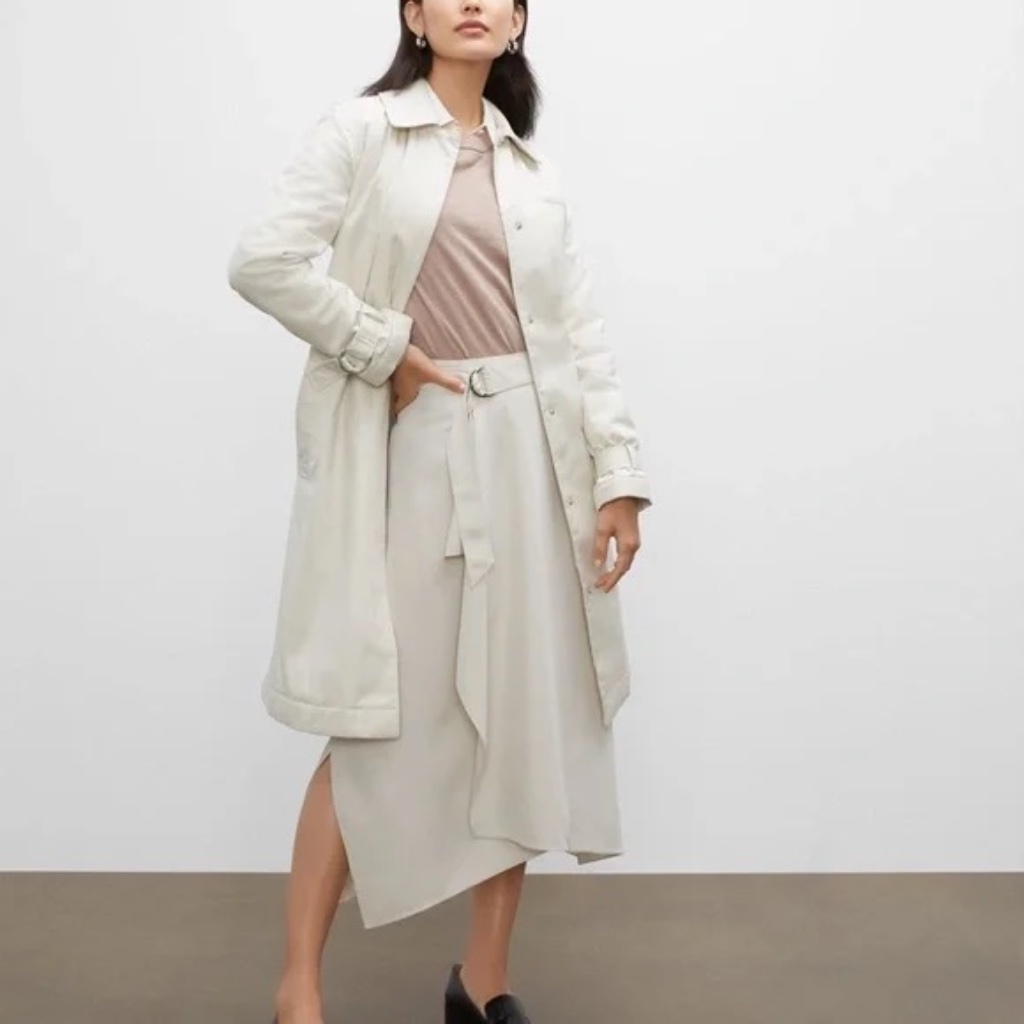 Brand New! Drape Midi Skirt Never Worn - Silver Birch/ Cream Cub Monaco Size 4